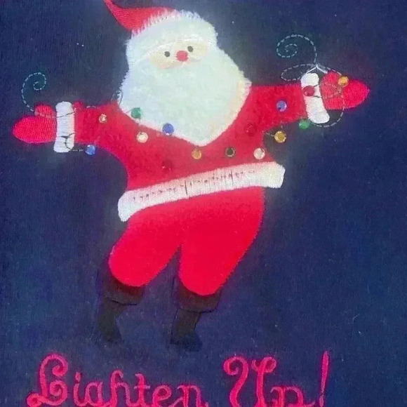 Christmas Santa Embroidered Fleece lined Sweatshirt size XL Ugly Christmas Sweat - Picture 2 of 5